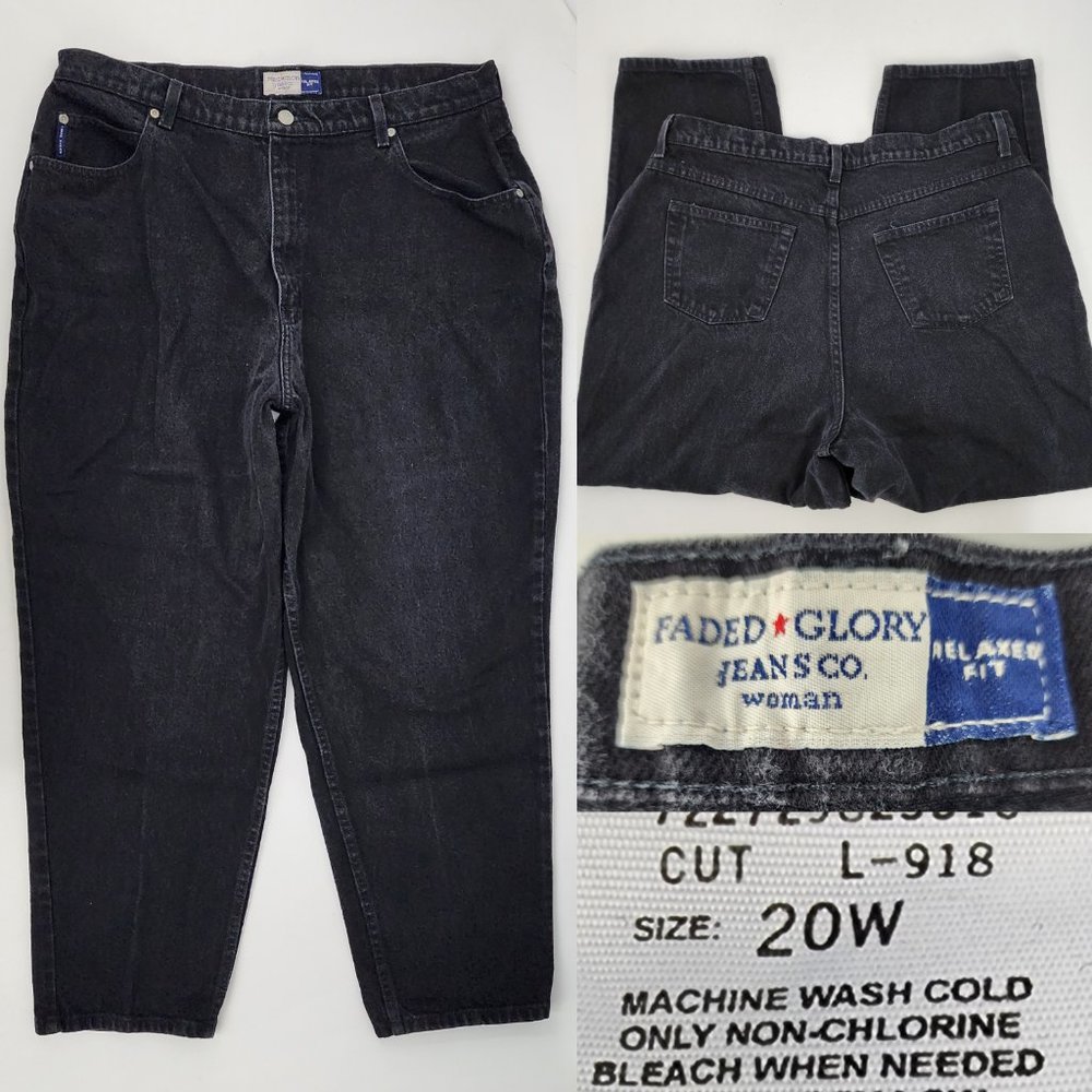Vtg 90s Faded Glory Womens 20W  Relaxed Fit High Waist Cotton Denim Jeans